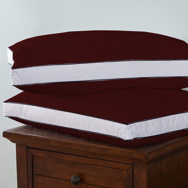 Riyans group Colored Piping Gusseted Pillow Microfibre Abstract Sleeping Pillow Pack of 2  (Maroon)