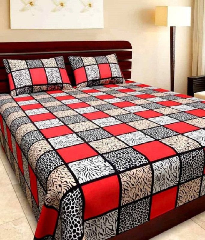 Recstiria Fab 144 TC Microfiber Double Abstract Flat Bedsheet  (Pack of 1, Multicolor)