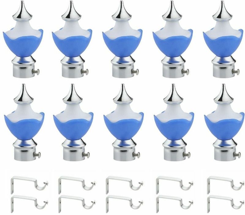Inkart Blue Curtain Knobs, Rod Rail Bracket Metal  (Pack of 20)