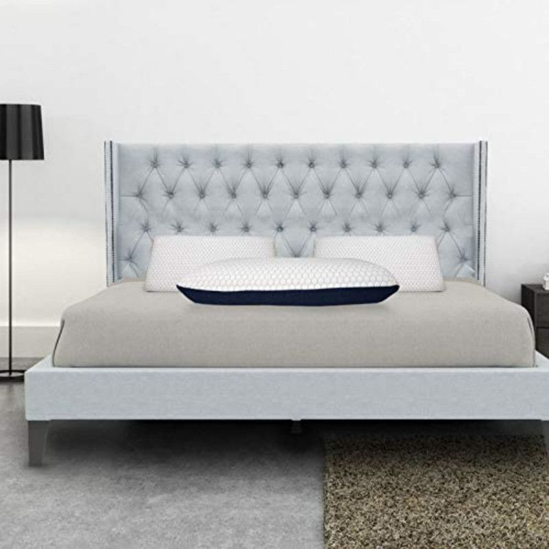 Mattresseswala Memory Foam Geometric Sleeping Pillow Pack of 2  (Blue, White)