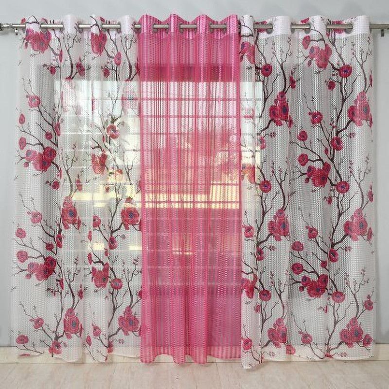 182.8 cm (6ft) Shower Curtain  (Pink, Pack of 3)