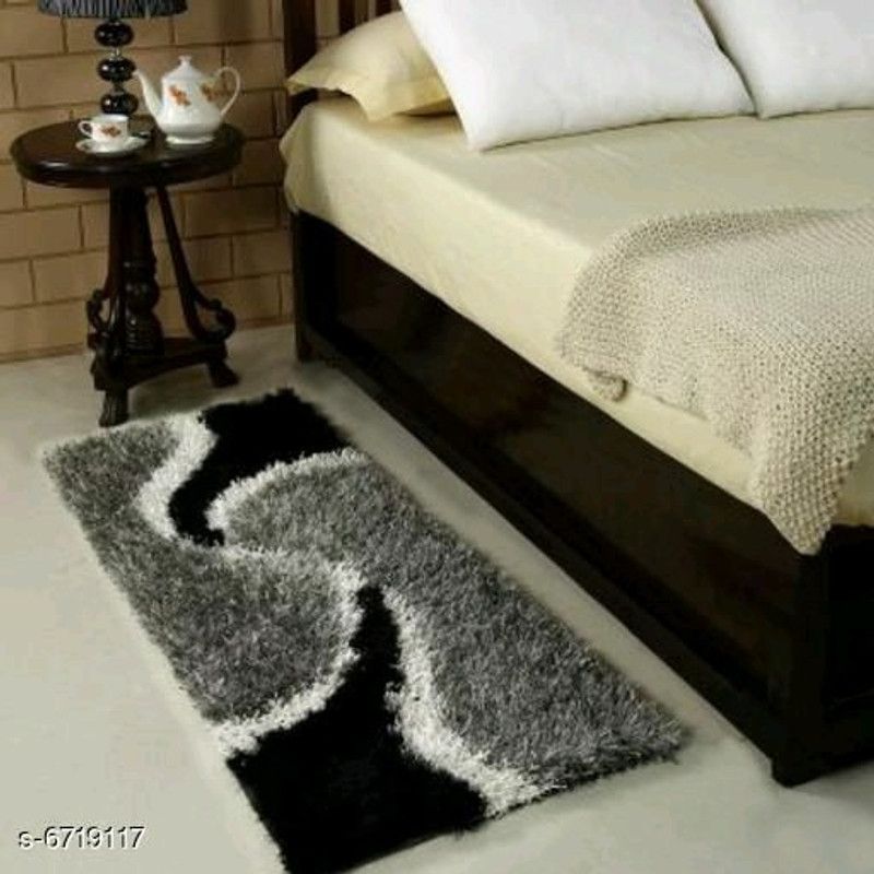 T Decor Black, Grey, White Polyester Area Rug  (120 cm, X 60 cm, Rectangle)