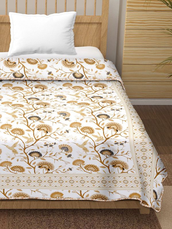 BELLA CASA Abstract Single Dohar for AC Room  (Cotton, Brown)