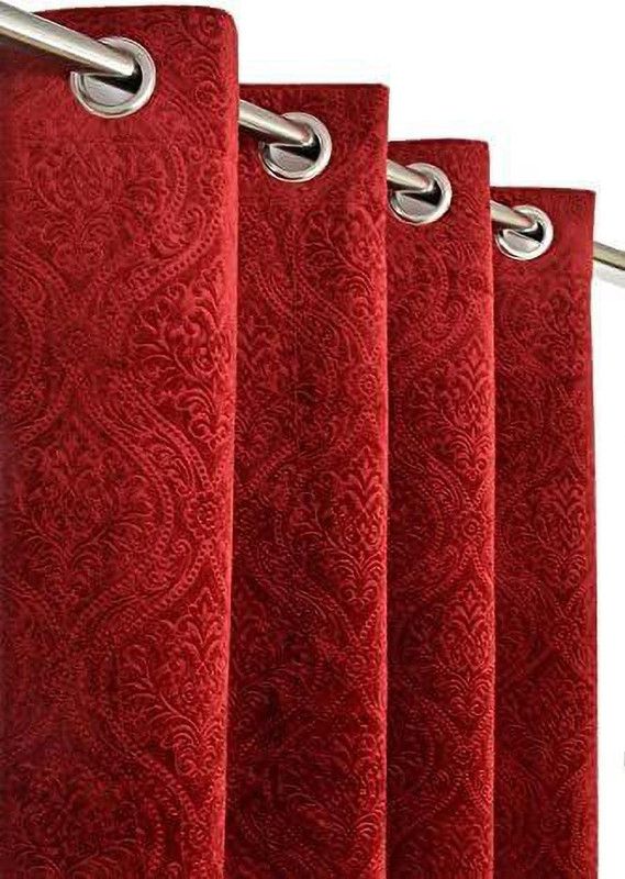 BK HOMZ 183 cm (6 ft) Velvet Room Darkening Window Curtain Single Curtain  (Self Design, Maroon)