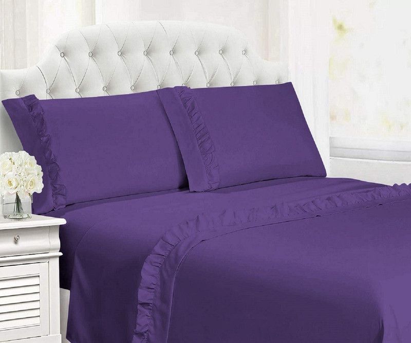 SarahLinen 300 TC Cotton Single Solid Flat Bedsheet  (Pack of 1, Purple)
