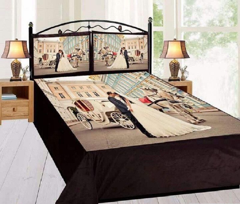 AMVY Creation 300 TC Velvet King Printed Flat Bedsheet  (Pack of 1, Multicolor)
