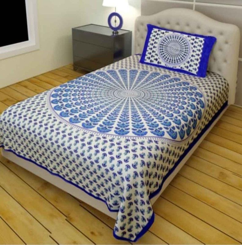 Bryant 160 TC Cotton Single Printed Flat Bedsheet  (Pack of 1, Multicolor)