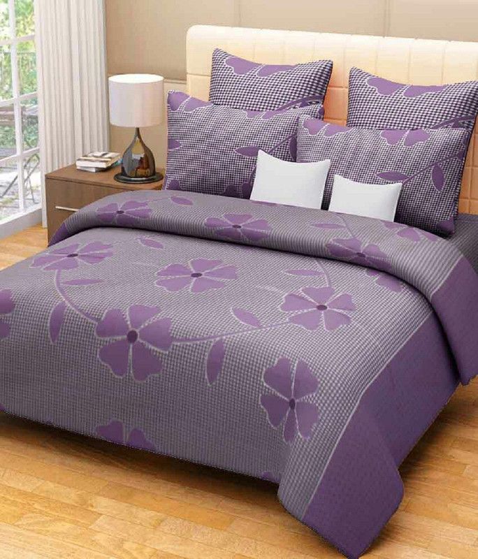 New panipat textile zone 260 TC Cotton Double Floral Flat Bedsheet  (Pack of 1, Multicolor)