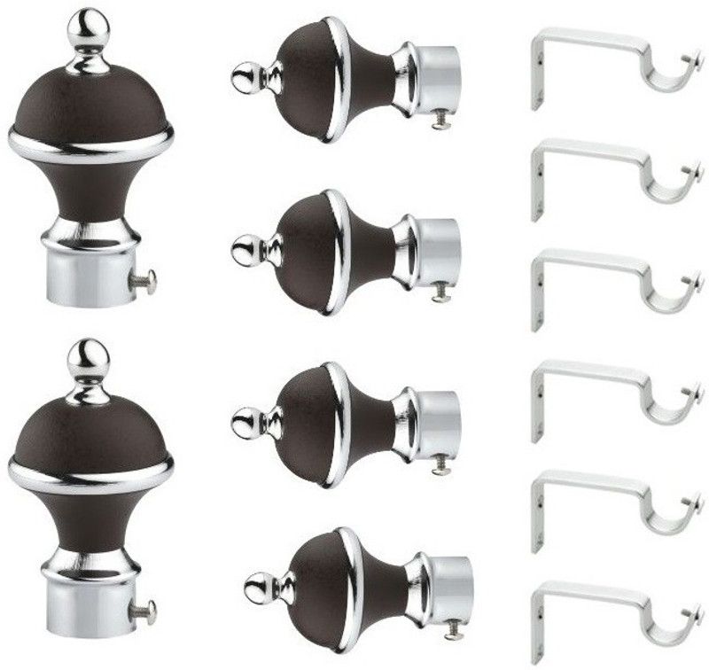 SUNGROW Black Rod Rail Bracket, Curtain Knobs Metal  (Pack of 12)