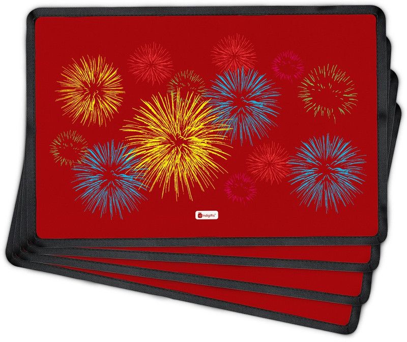 Indigifts Rectangular Pack of 4 Table Placemat  (Multicolor, Polyester)