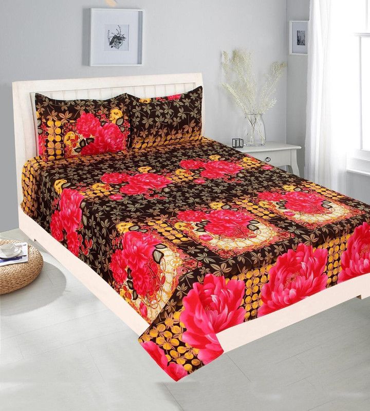 CHEVRON 154 TC Cotton Double Floral Flat Bedsheet  (Pack of 1, Multicolor)