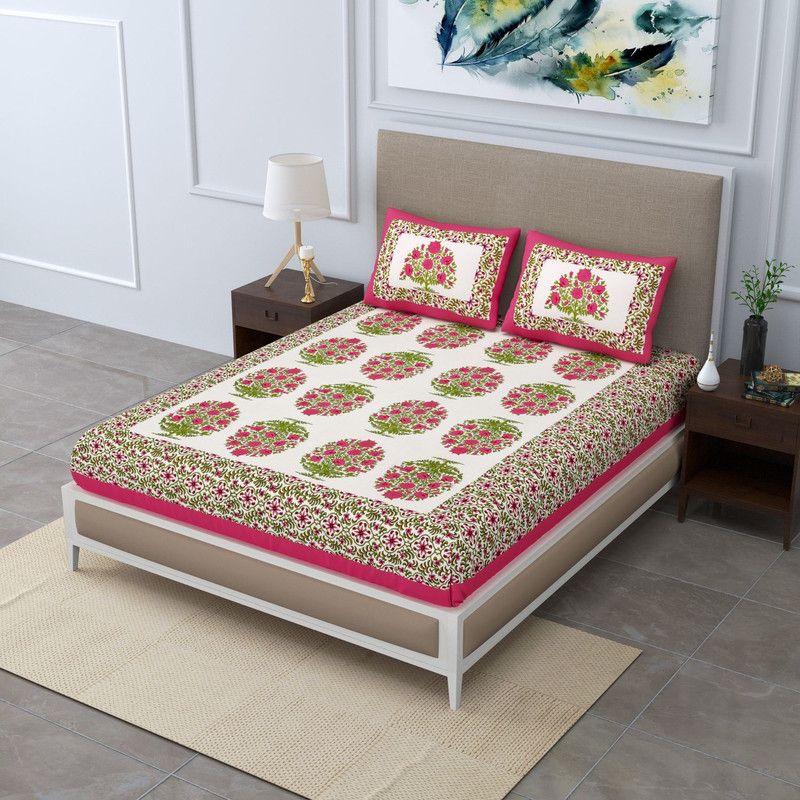 Cotton Double Bedsheet  (Pack of 2, lightPink)