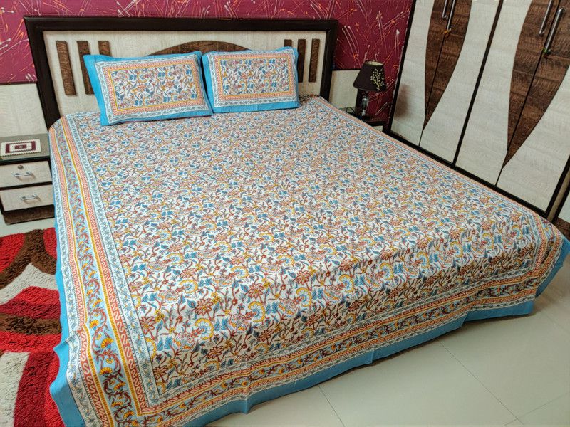 Blizz Mont 180 TC Cotton Double Floral Flat Bedsheet  (Pack of 1, Multicolor)