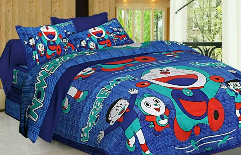 Pinkcity print 151 TC Cotton Double Cartoon Flat Bedsheet  (Pack of 1, Multicolor)
