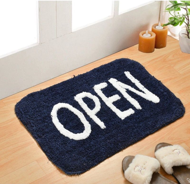 MY HOME Microfiber Floor Mat  (Blue, Medium, Pack of 2)