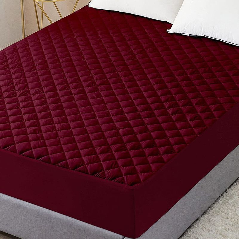 aashiyana sajona Elastic Strap Queen Size Waterproof Mattress Cover  (Maroon)