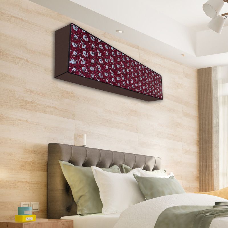 Glassiano Air Conditioner Cover  (Width: 89.154 cm, Maroon, Brown)