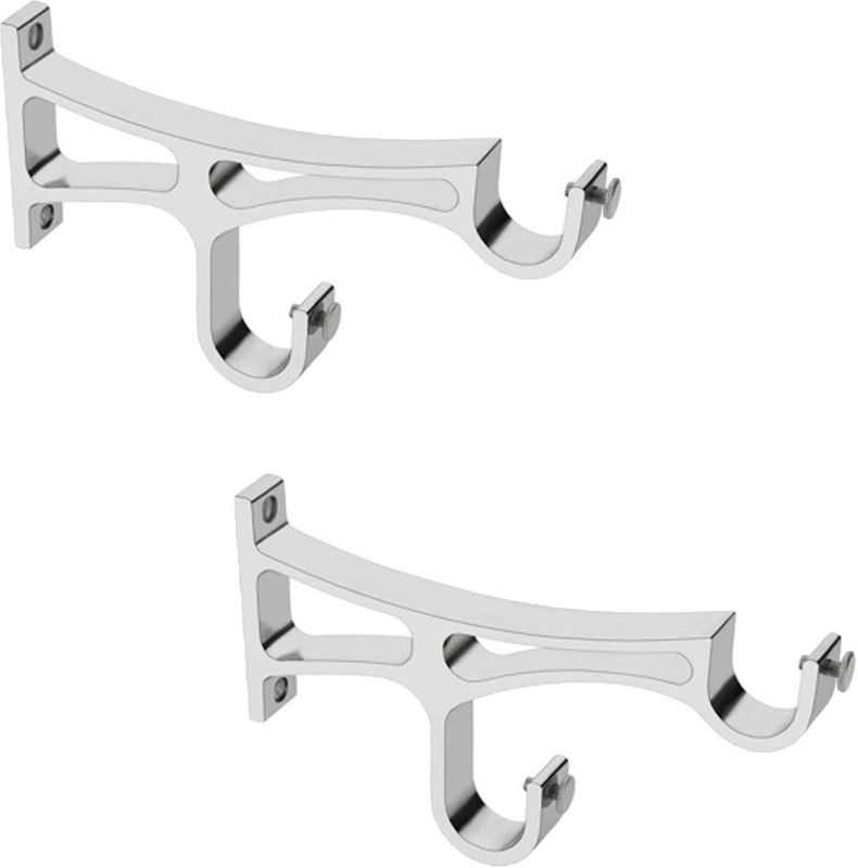 Karrington Silver Rod Rail Bracket, Curtain Knobs Metal  (Pack of 2)