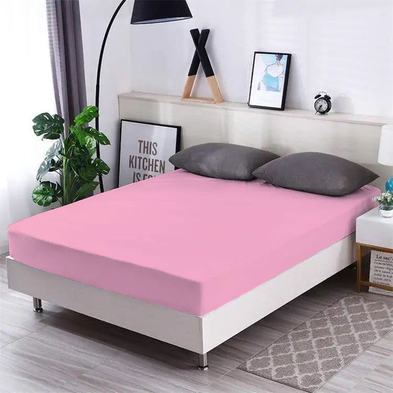 AVI Fitted Queen Size Waterproof Mattress Cover  (Pink)