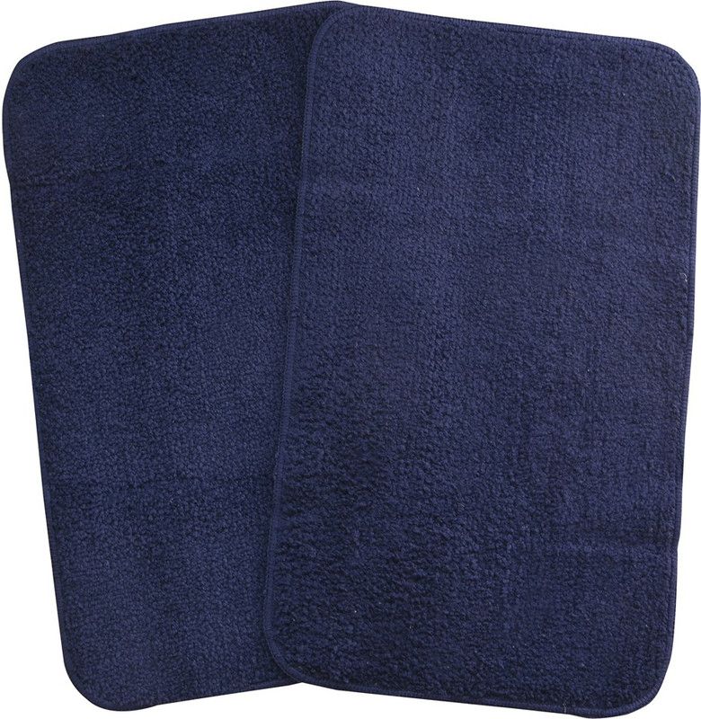 FINCH Microfiber Door Mat  (Blue, Medium, Pack of 2)
