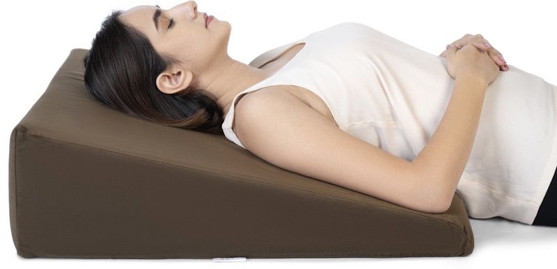 FOVERA ( 20" x 20" x 7" Inches ) Multi Purpose Bed Wedge Acid Reflux Pillow Memory Foam Solid Orthopaedic Pillow Pack of 1  (Brown Velvet)