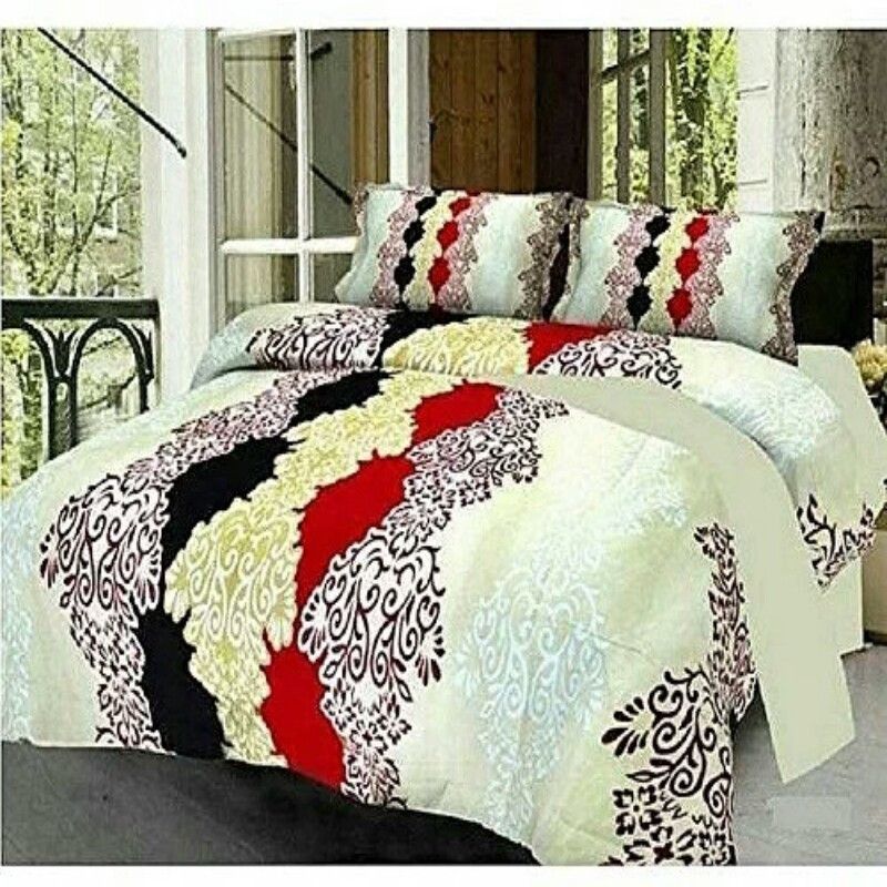 JSR 154 TC Polycotton Double 3D Printed Flat Bedsheet  (Pack of 1, Cream)