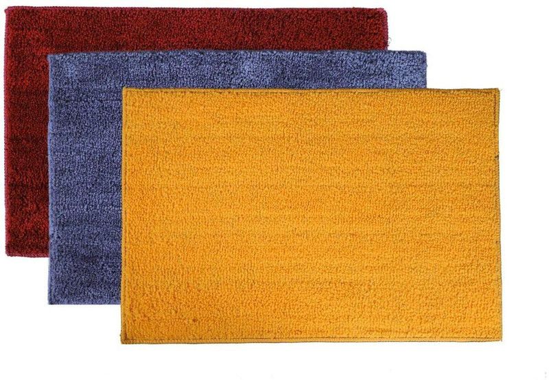 RM Handloom Polyester Door Mat  (Multicolor 4, Large, Pack of 3)