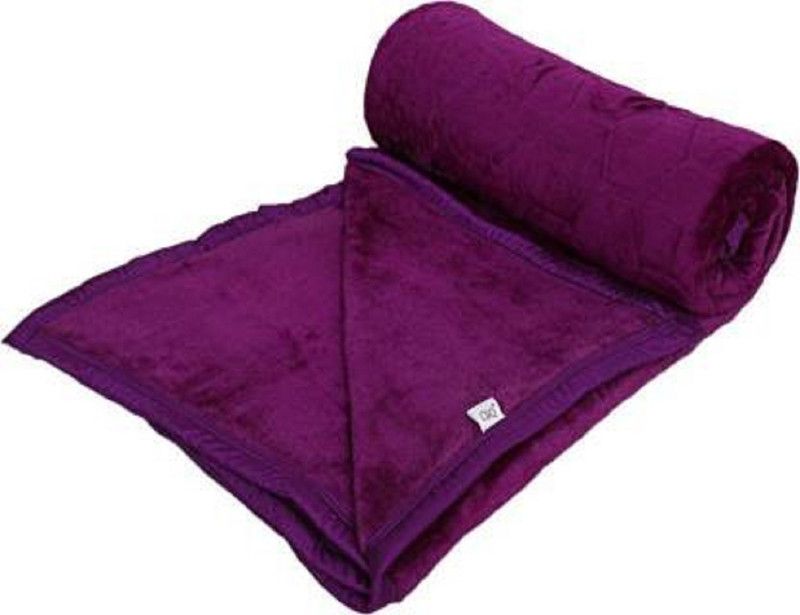 BIZIM Floral Double Mink Blanket for Heavy Winter  (Polyester, Purple)