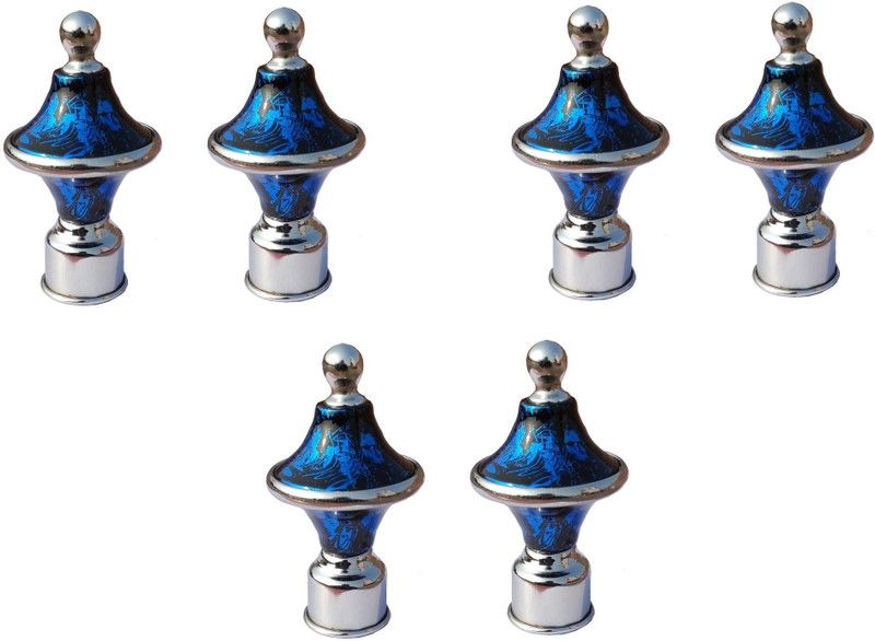NEOPOSH Blue Curtain Knobs, Rod Rail Bracket, Curtain Hooks Metal