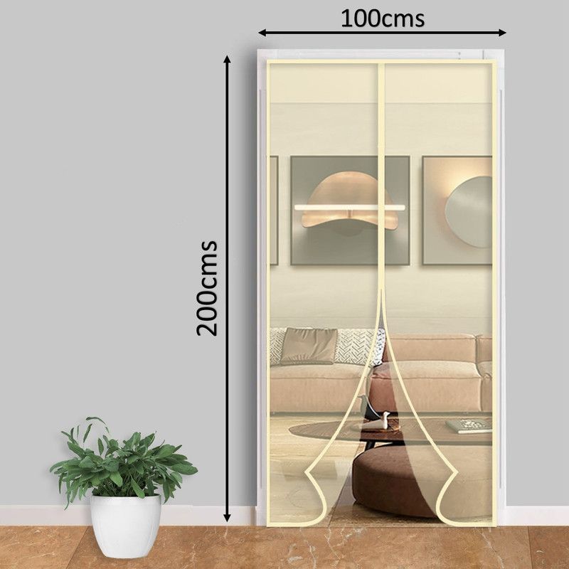 SafeMyles Polyester Adults Washable Auto-Closing Magnetic Door Mosquito Net  (200*100cms-Beige, Frame Hung)