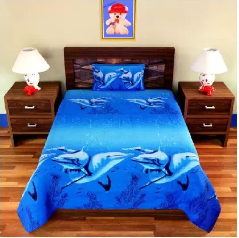 Home Readiness 160 TC Polycotton Single 3D Printed Flat Bedsheet  (Pack of 1, Multicolor)