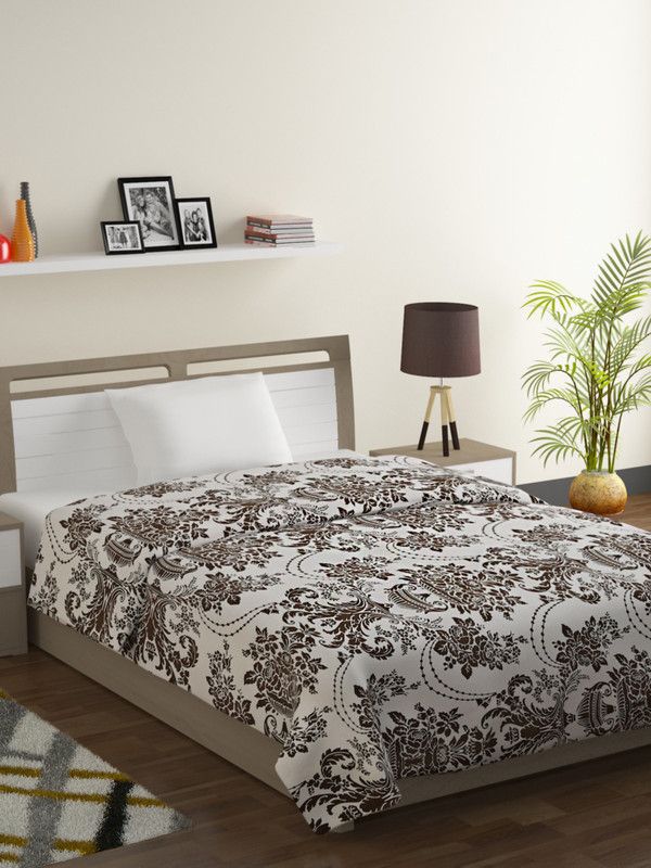 SWAYAM Floral Single Comforter for Mild Winter  (Cotton, Brown,Off-white)