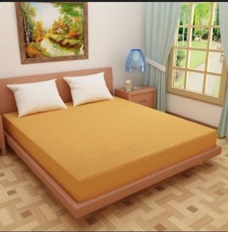 Brantiq Fitted King Size Waterproof Mattress Cover  (Yellow)