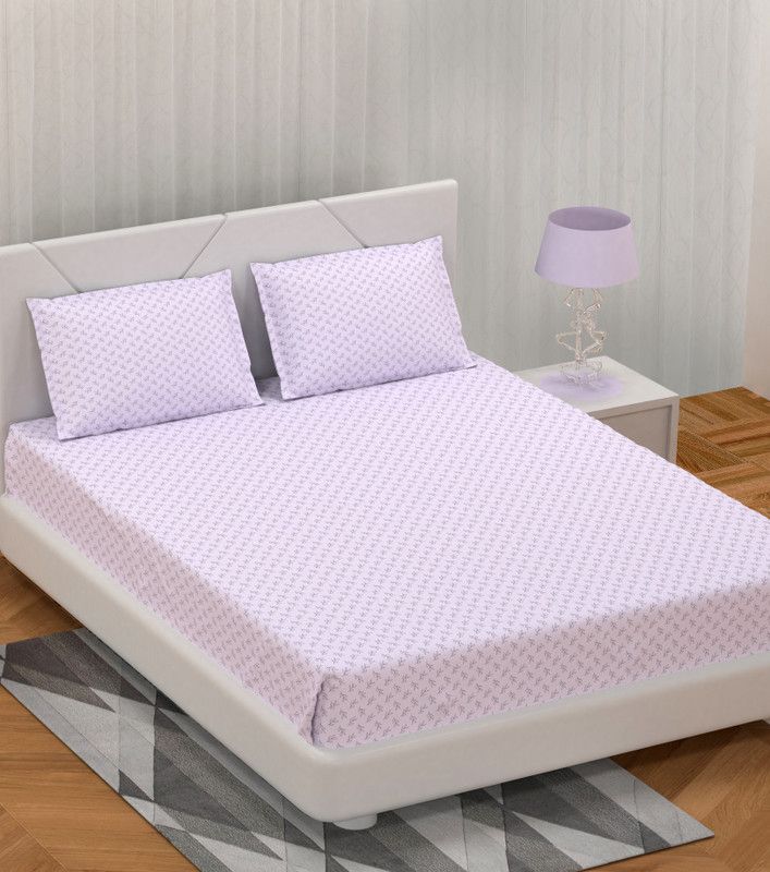 eCraftIndia 250 TC Cotton Double Printed Flat Bedsheet  (Pack of 3, Pink)