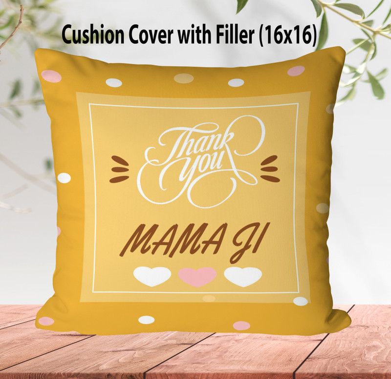 NH10 DESIGNS Mama Ji Printed Cushion Pillow For Mama Ji 16x16 inch TY16CU 74 Microfibre Solid Cushion Pack of 1  (White)