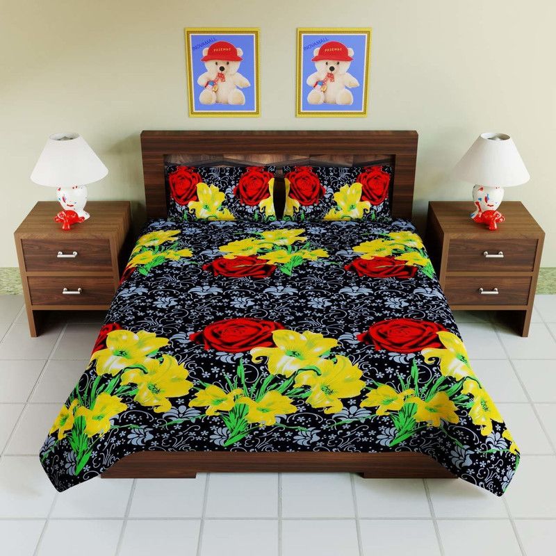 PLAYAR Reversible Polycotton Queen Bed Cover  (Black)