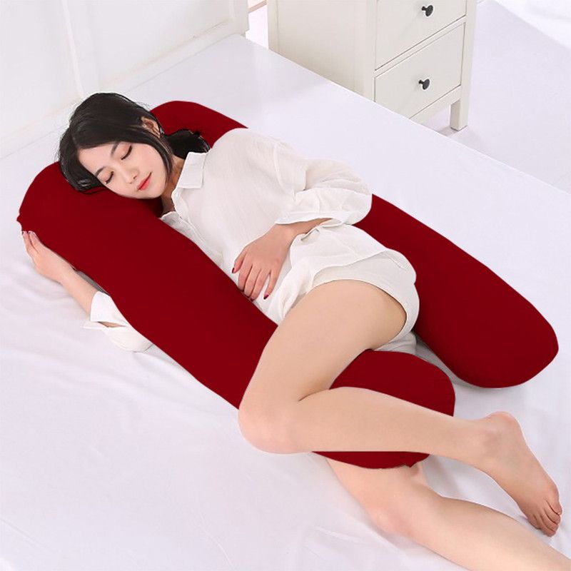AVI Microfibre Solid Body Pillow Pack of 1  (Maroon)