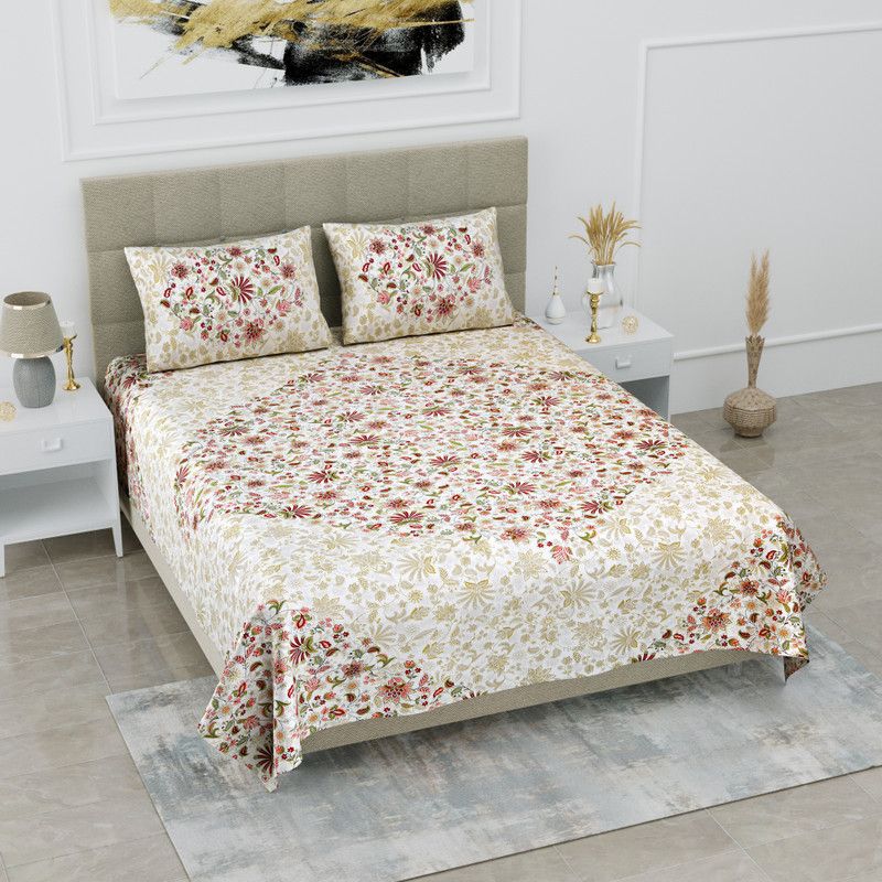 180 TC Cotton Double King Jaipuri Prints Bedsheet  (Pack of 1, Design1)