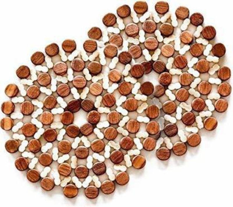 supertive Round Wood Coaster Set  (Pack of 2)