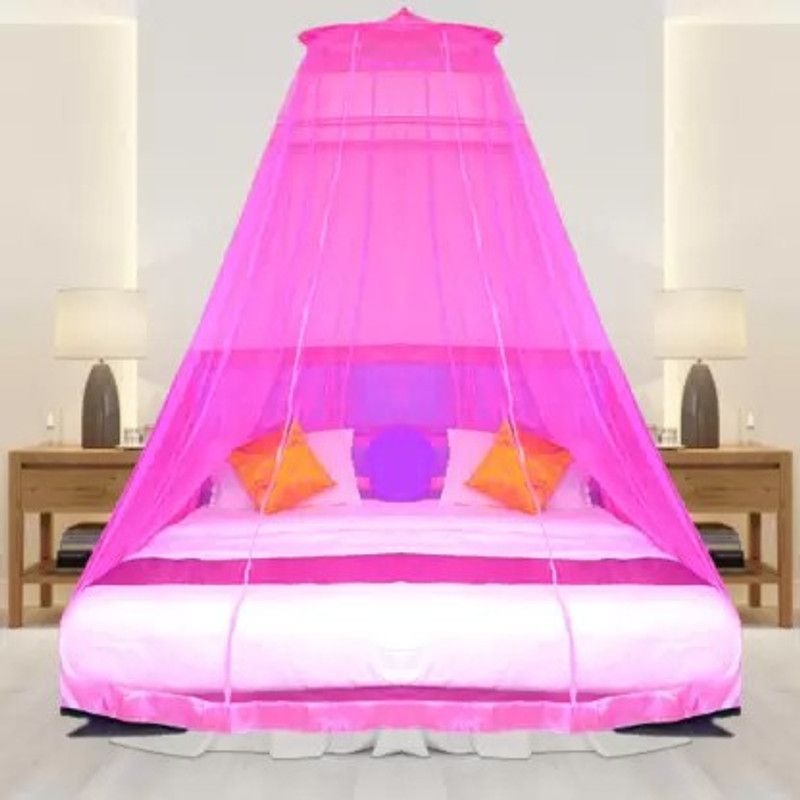AAYU CREATIONS Polyester Adults Washable ADN Creation Pink Round Mosquito Net 7*7 Feet for Mosquito protection Mosquito Net  (Pink, Ceiling Hung)
