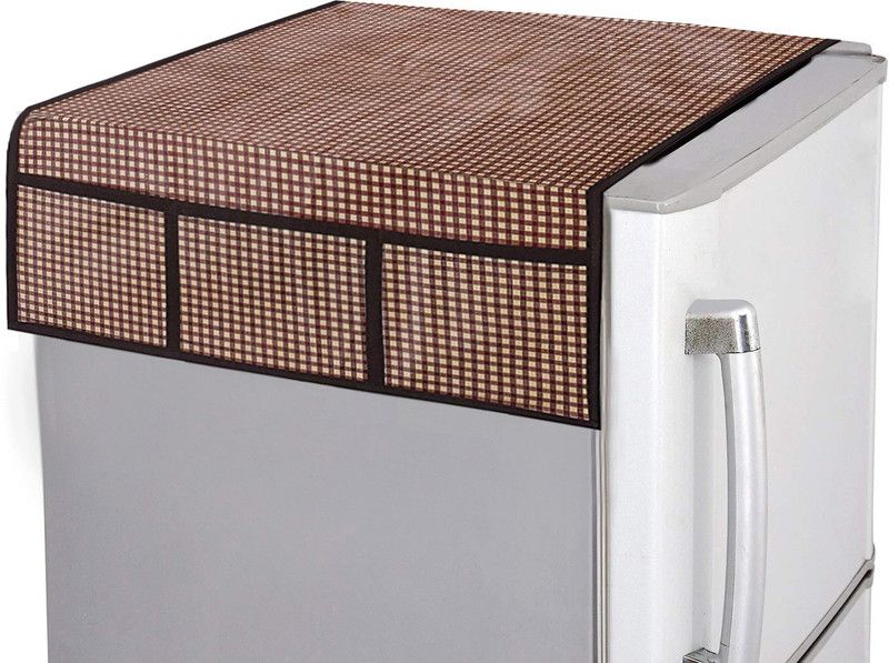 KUBER INDUSTRIES Refrigerator Cover  (Width: 94 cm, Brown & Gold)
