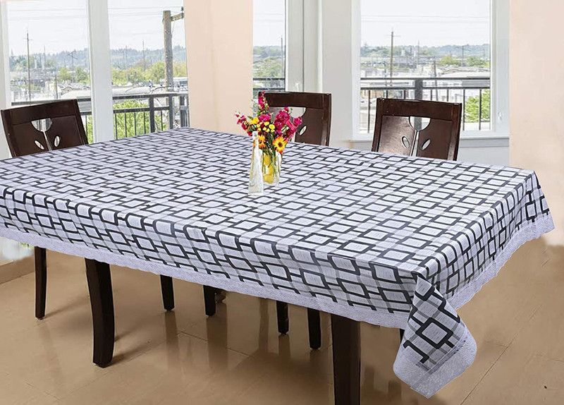 The Homely Tales Checkered 4 Seater Table Cover  (Black, PVC)
