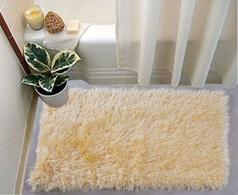swami handloom Gold Nylon Carpet  (60 cm, X 40 cm, Rectangle)