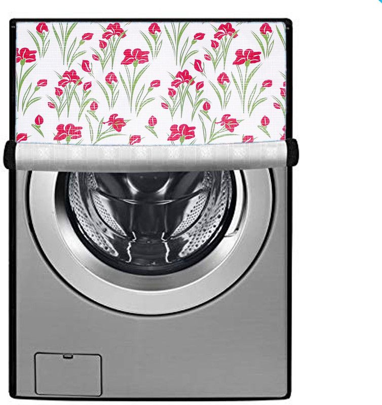 JM Homefurnishings Front Loading Washing Machine Cover  (Width: 64 cm, Red, White)