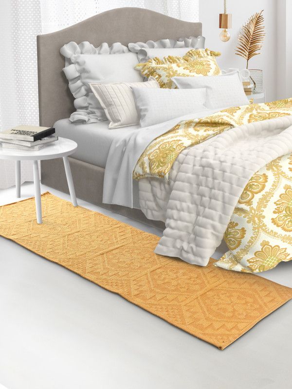 Saral Home Yellow Cotton Runner  (50 cm, X 180 cm, Rectangle)