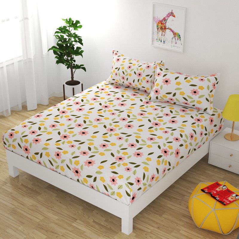 155 TC Cotton Double Bedsheet  (Pack of 1, Multicolor)