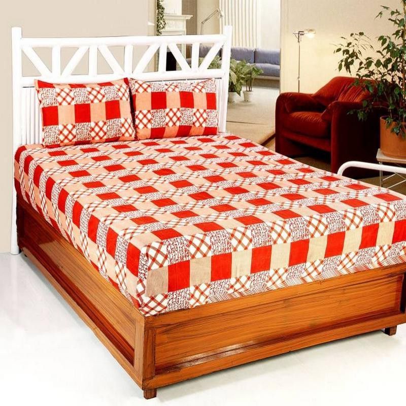 Ms Nakho 104 TC Microfiber Double 3D Printed Flat Bedsheet  (Pack of 1, Multicolor)