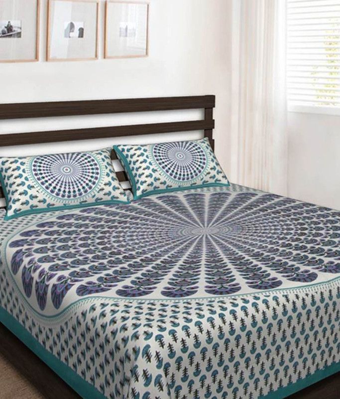 NAIWAL FASHION 250 TC Cotton Double Floral Flat Bedsheet  (Pack of 1, Multicolor)