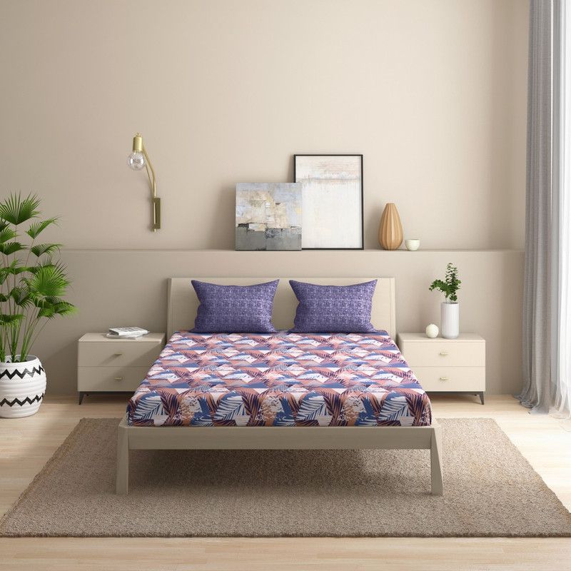 Wakefit 144 TC Cotton King Printed Fitted (Elastic) Bedsheet  (Pack of 1, Mambo)