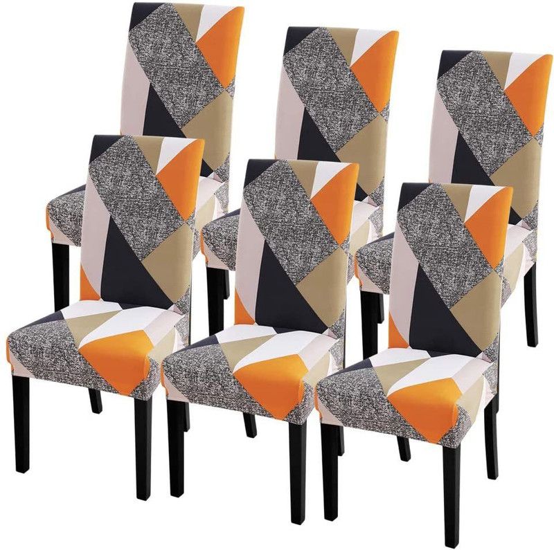 Pyarana Polyester Geometric Chair Cover  (Multicolor Pack of 6)